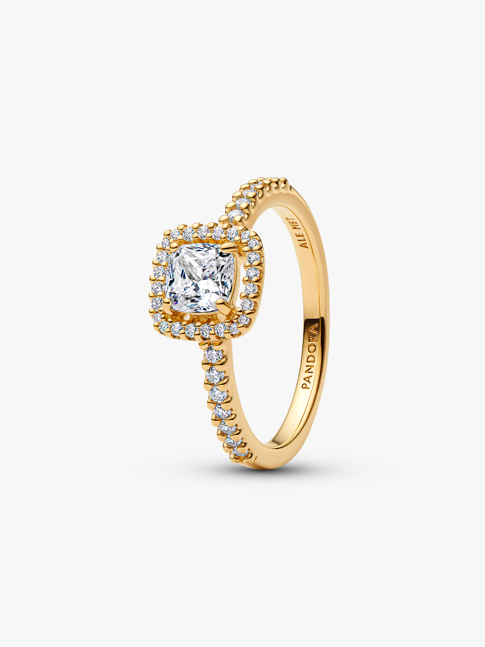 Sparkling Square Clear Halo Ring R7 N1