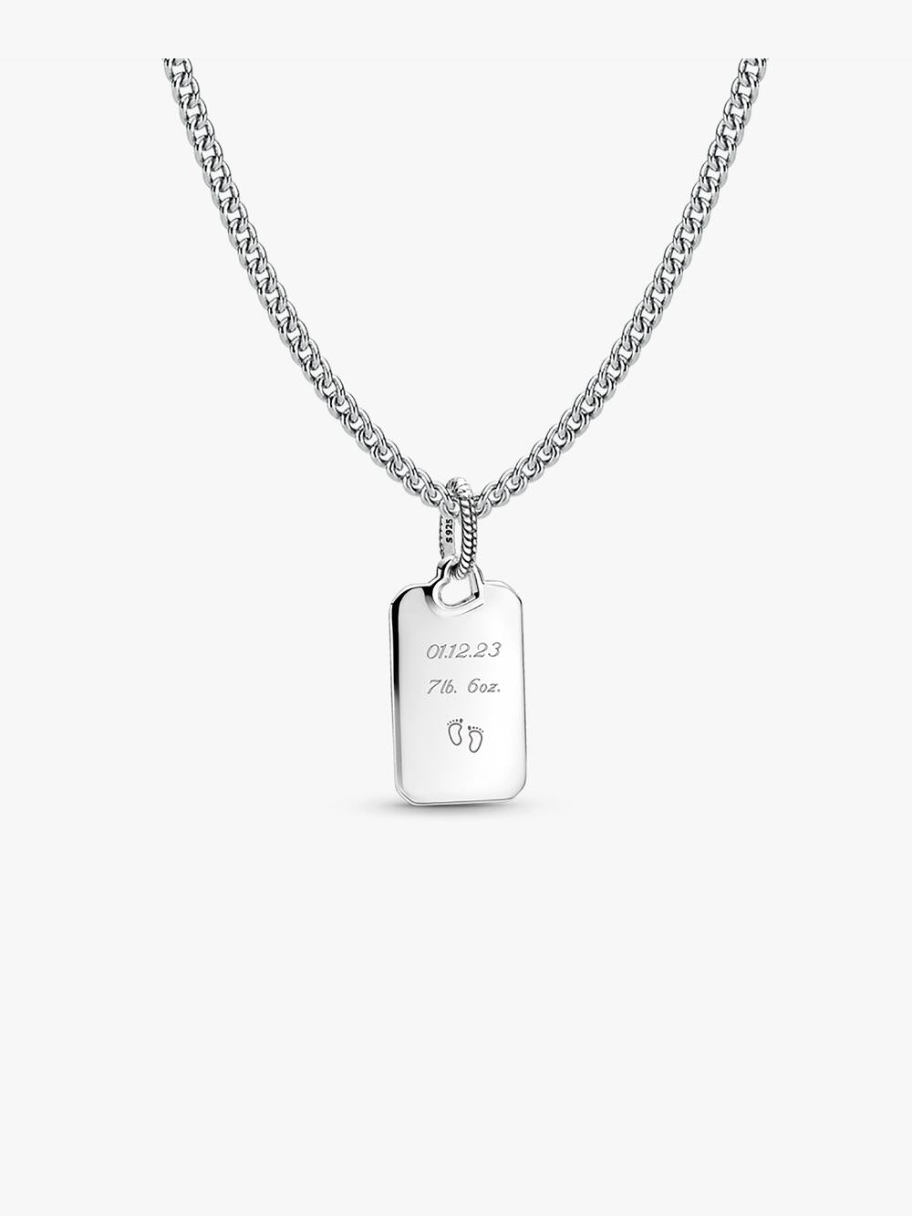 Engravable Rectangle Tag Pendant Necklace Set W9 B9
