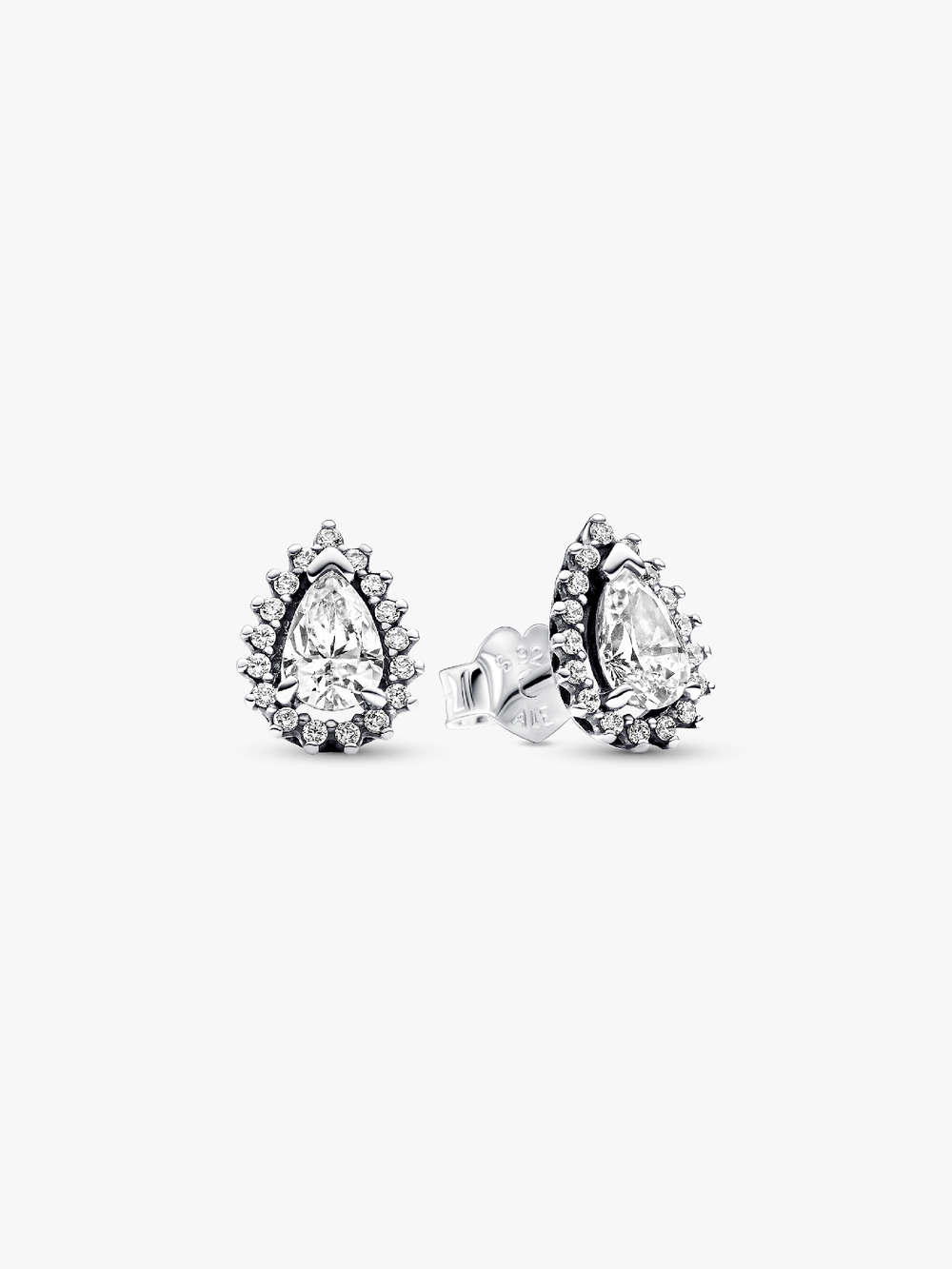 Sparkling Pear Halo Stud Earrings K8 h6