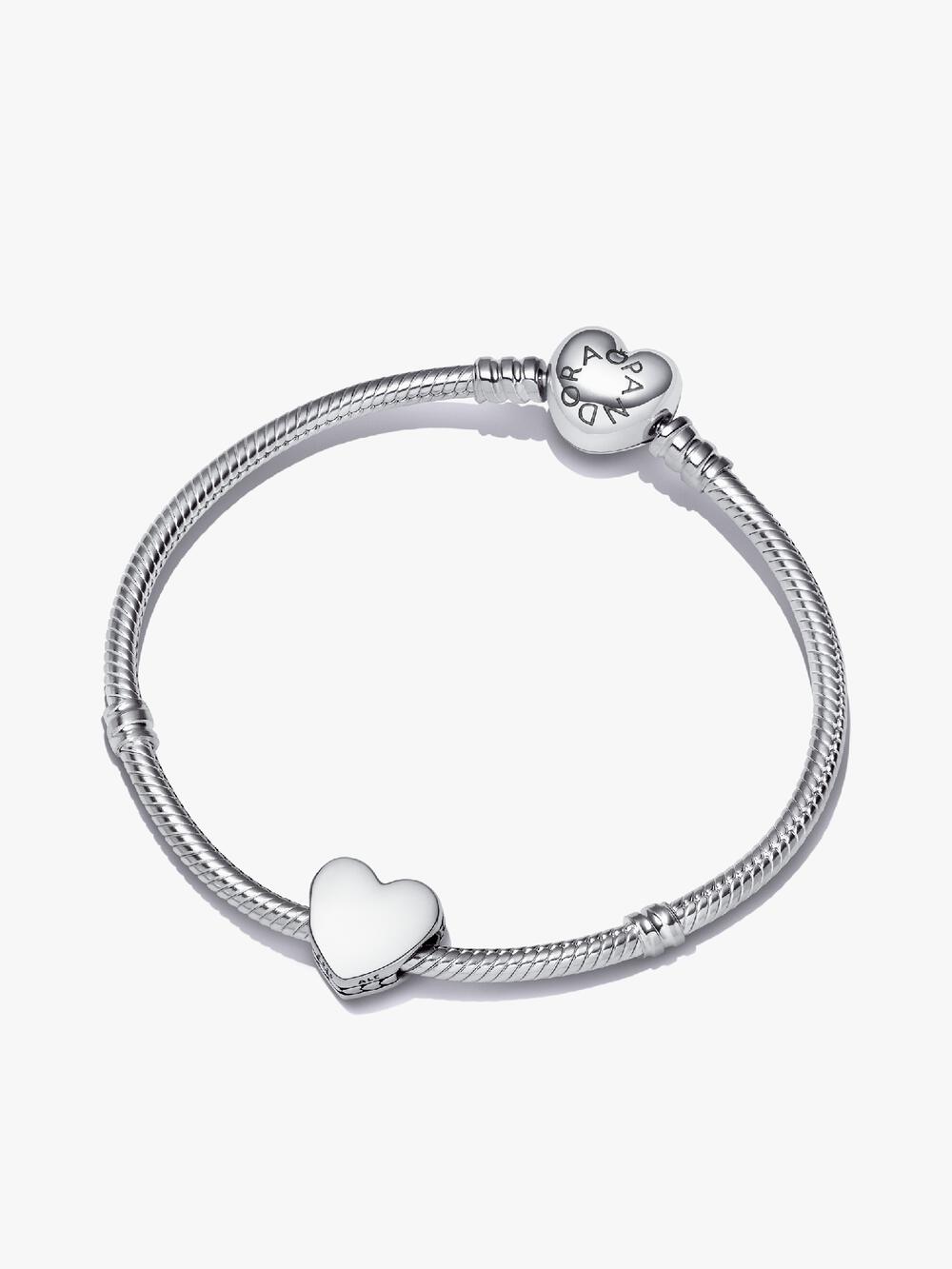 Engravable Heart Charm Bracelet Set S8 oR