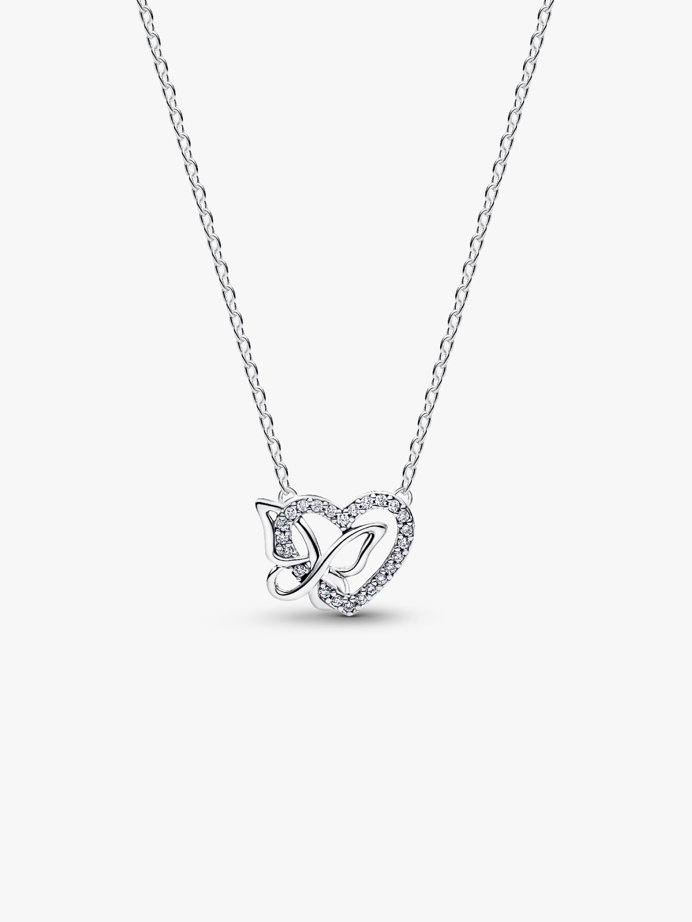 Entwined Heart & Butterfly Pendant Necklace S8 mG