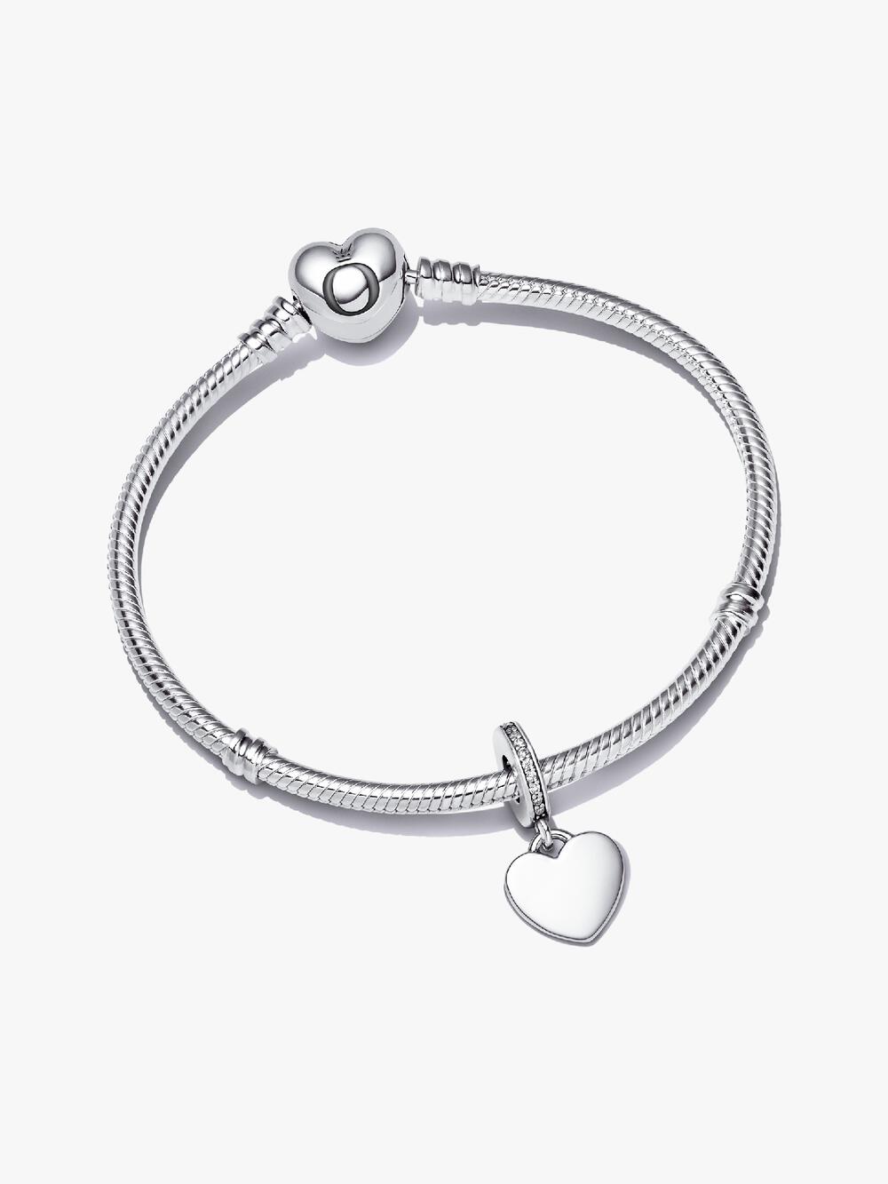 Engravable Heart Tag Dangle Charm Bracelet Set T7 jG