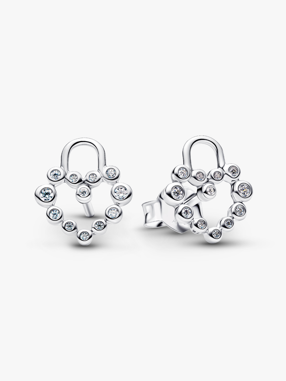 Sparkling Heart Padlock Stud Earrings V0 kr